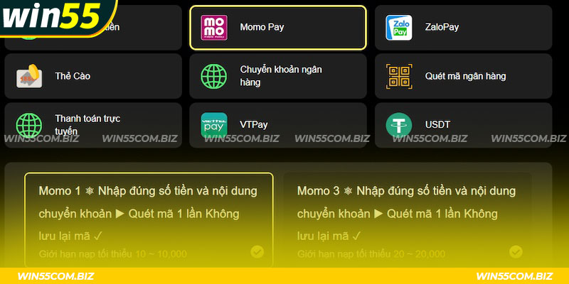 Phương thức nạp tiền Win55 được yêu thích khét tiếng